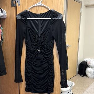 Elegant Black Ruched Dress